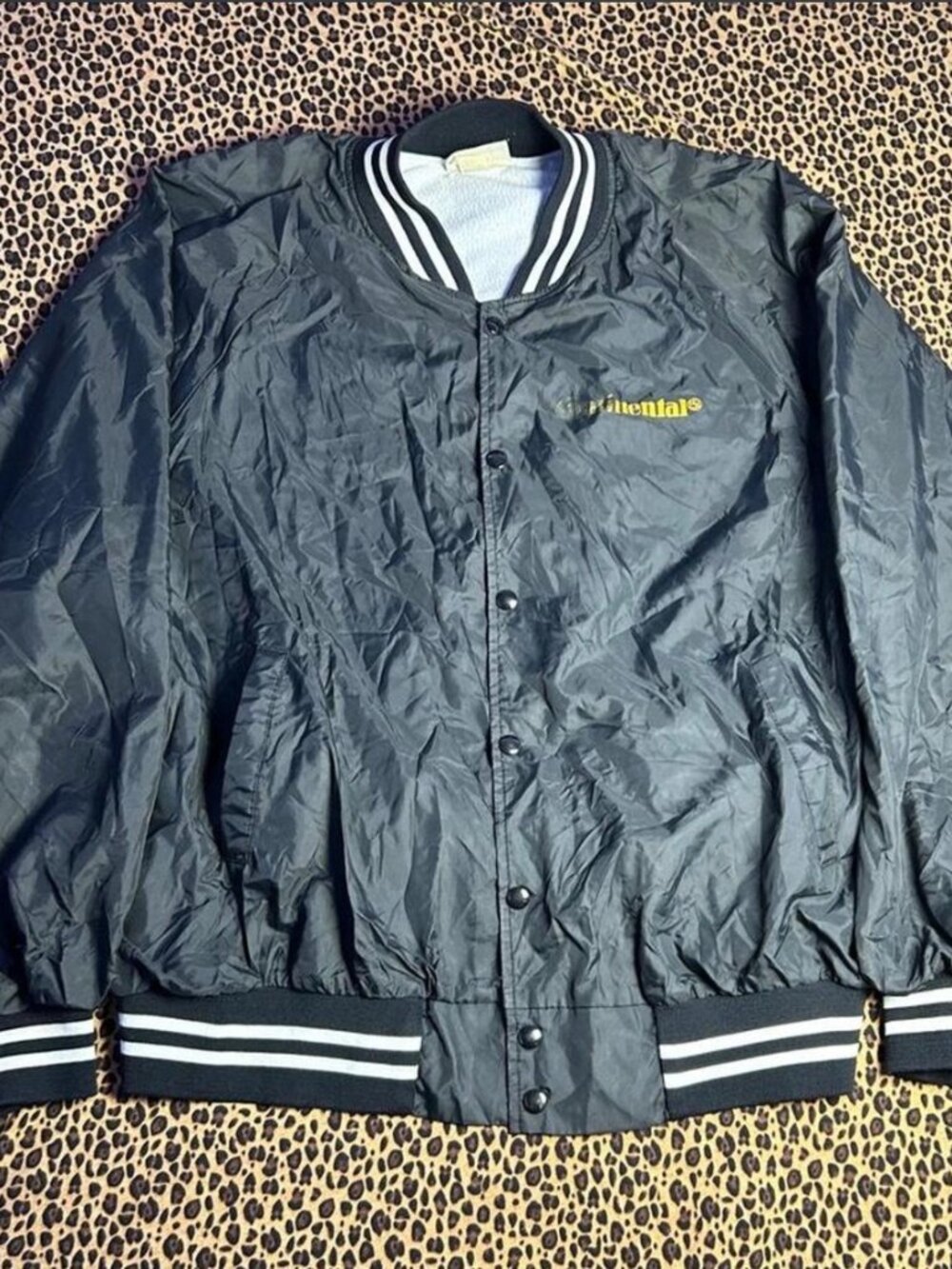 Vintage Hartwell Continental black satin varsity jacket